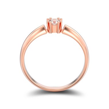 Çift Kişilik p gül altın nişan solitaire 3D illüstrasyon izole