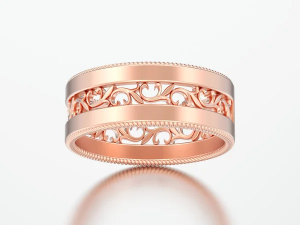 3D-s illusztráció rose gold dekoratív dísz gyűrű faragott — Stock Fotó