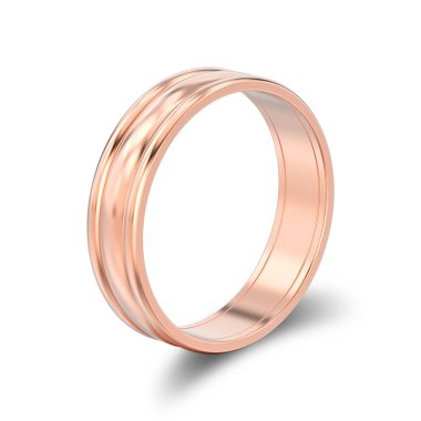 3D illüstrasyon izole gül altın eşleşen çiftler alyans