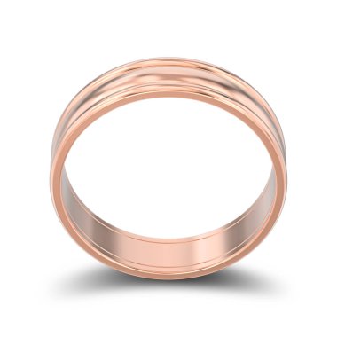 3D illüstrasyon izole gül altın eşleşen çiftler alyans