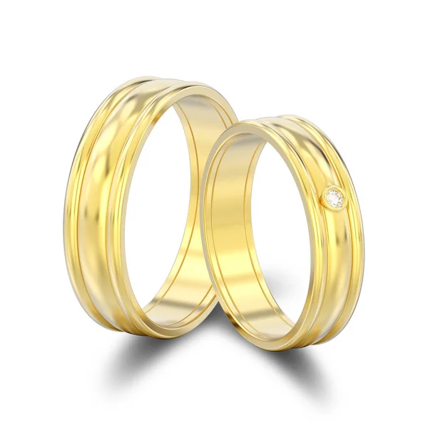 3D illustration isolated two gold matching couples wedding rings — Stock Photo, Image