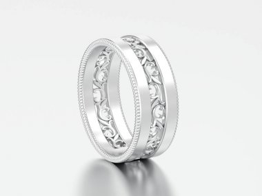 3D çizim gümüş Dekoratif süsleme yüzük oyulmuş 