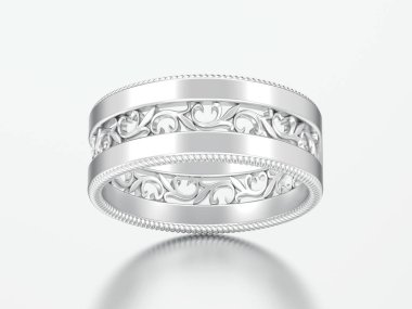 3D çizim gümüş Dekoratif süsleme yüzük oyulmuş 