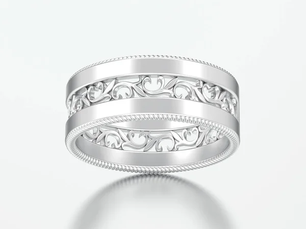 3D illustratie zilver decoratieve uitgehakt sieraad ring — Stockfoto