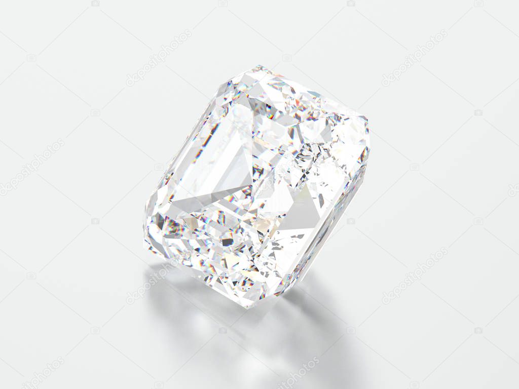 3D illustration white square diamond stone