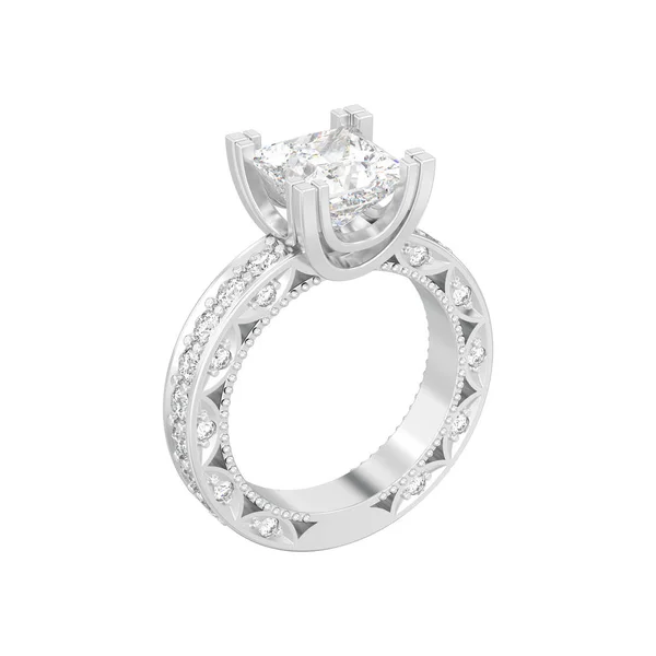 3D illustratie geïsoleerd silver diamond engagement decoratieve ri — Stockfoto