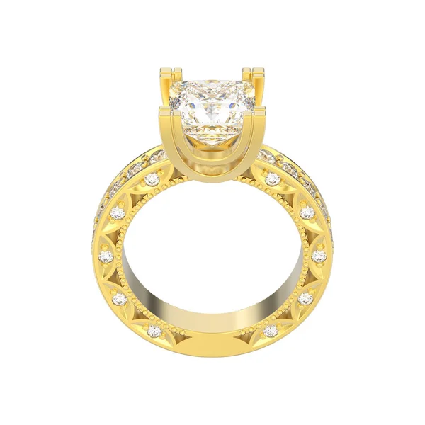 3D Illustration isoliert Gold Diamant Verlobungsring — Stockfoto