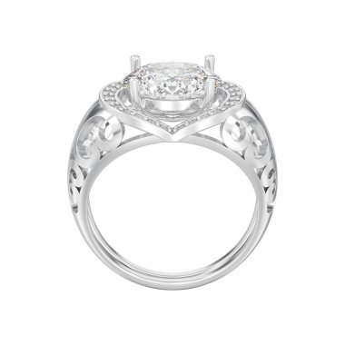 3D illüstrasyon izole gümüş dekoratif nişan elmas RI