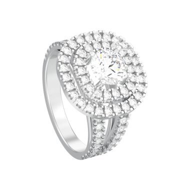 3D illüstrasyon izole gümüş zarif solitaire dekoratif dia