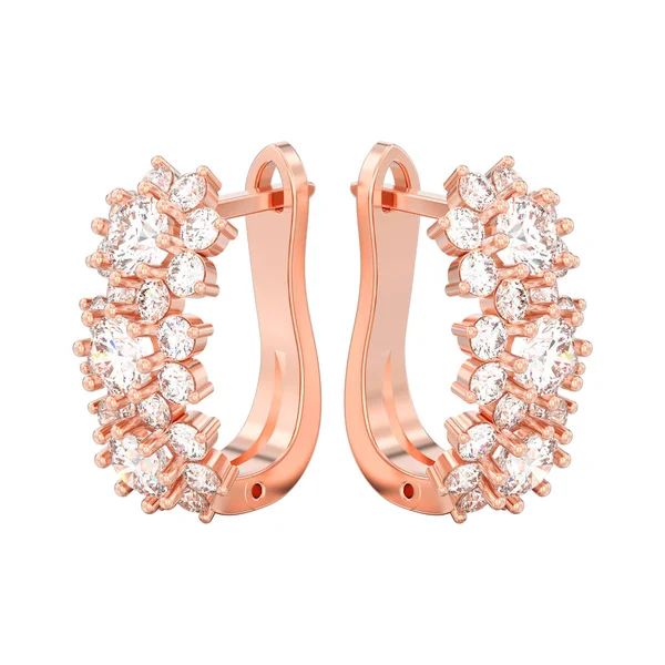 Ilustración 3D pendientes de diamantes de oro rosa aislados con bisagras —  Fotos de Stock