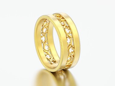 3D çizim altın Dekoratif süsleme yüzük oyulmuş