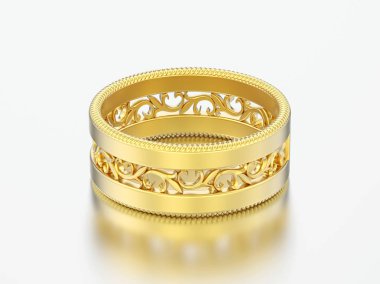 3D çizim altın Dekoratif süsleme yüzük oyulmuş