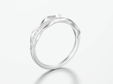 3D çizim dekoratif elmas yüzük gümüş 