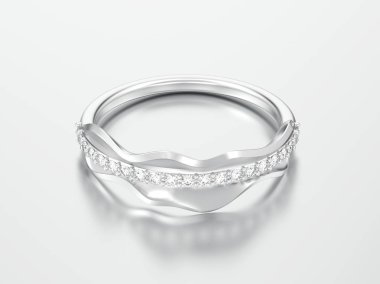 3D çizim dekoratif elmas yüzük gümüş 