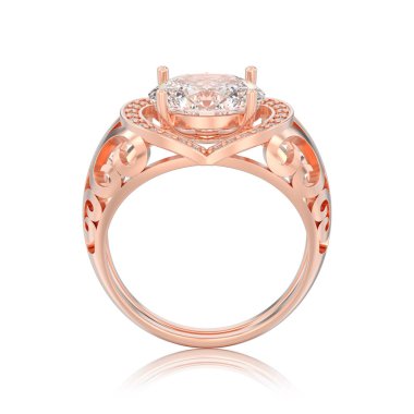 3D illüstrasyon izole gül altın dekoratif nişan elmas