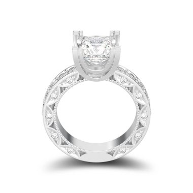 3D illüstrasyon izole gümüş elmas nişan dekoratif RI