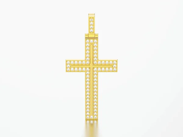3D obrázek zlaté ozdobné diamond kříž přívěsek — Stock fotografie