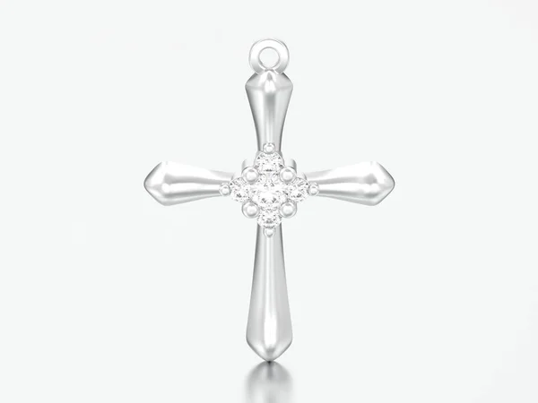 3D ilustração prata decorativa diamante cruz pingente — Fotografia de Stock