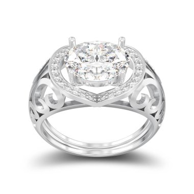 3D illüstrasyon izole gümüş dekoratif nişan elmas RI