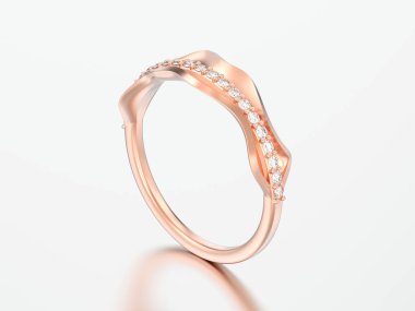 3D çizim gül altın dekoratif elmas yüzük