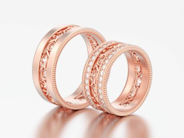 rose 3D resimde iki altın ve Dekoratif süsleme oyma