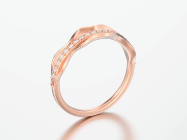 3D çizim gül altın dekoratif elmas yüzük