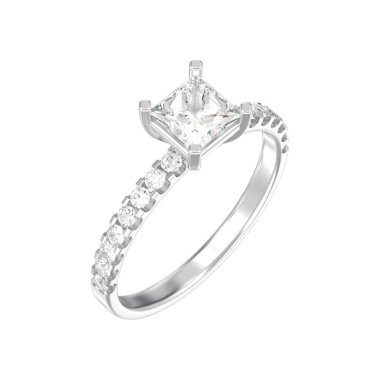 3D illüstrasyon izole gümüş zarif solitaire dekoratif dia