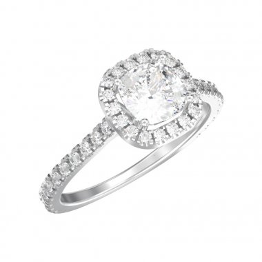 3D illüstrasyon izole gümüş zarif solitaire dekoratif dia