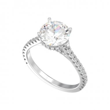 3D illüstrasyon izole gümüş zarif solitaire dekoratif dia