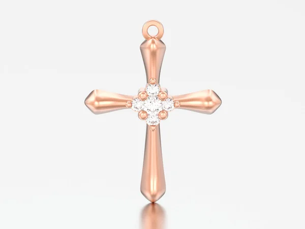 3D illustration ros guld dekorativa diamant kors hänge — Stockfoto