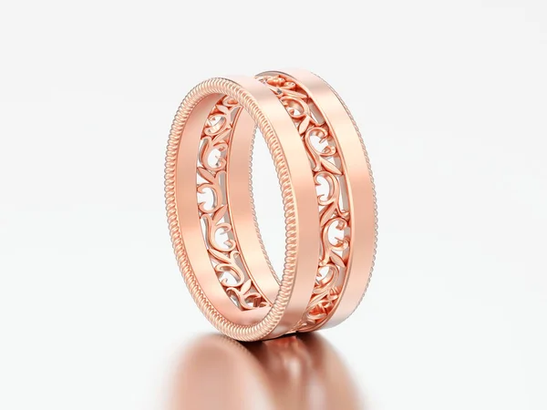 Ilustração 3D subiu ouro decorativo esculpido anel de ornamento — Fotografia de Stock