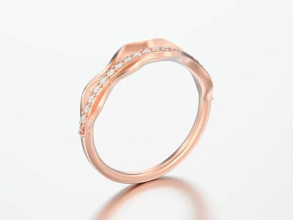 Ilustración 3D anillo de diamantes decorativos de oro rosa — Foto de Stock