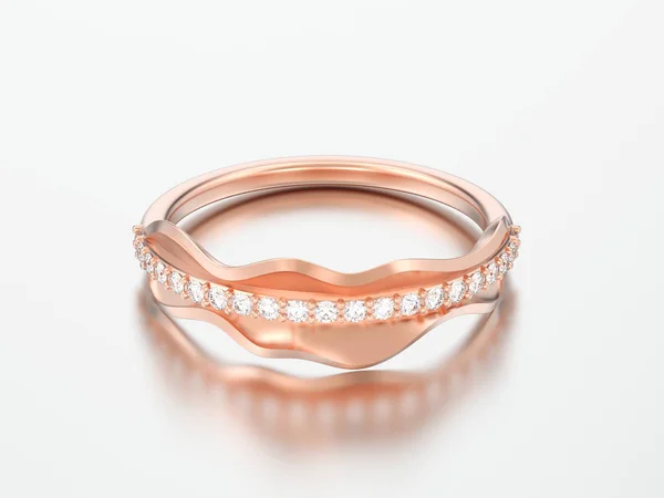 3D-s illusztráció rose gold dekoratív gyémánt gyűrű — Stock Fotó