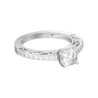 3D illüstrasyon izole gümüş zarif solitaire dekoratif dia