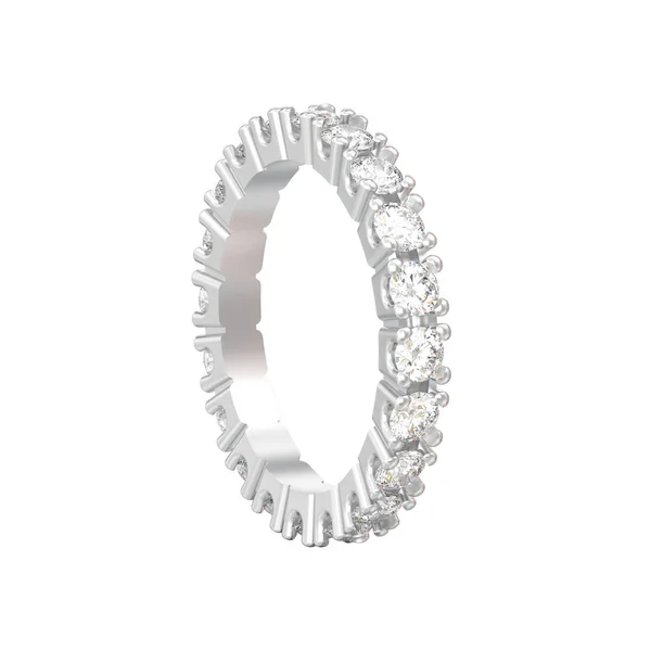 Ilustración 3D anillo de diamantes de banda de eternidad de plata aislada — Foto de Stock