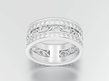 3D çizim gümüş Dekoratif süsleme yüzük oyulmuş