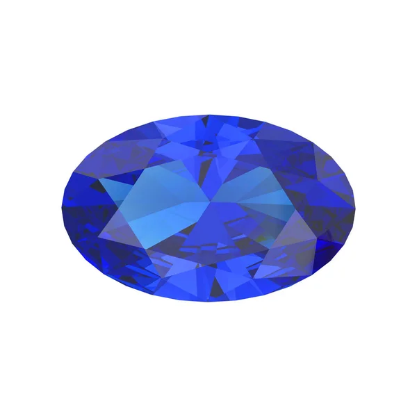 3D illustration isolated closeup blue oval diamond — Stock Photo, Image