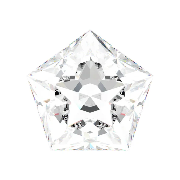 3d 插图隔离白色五角大楼钻石石 — 图库照片