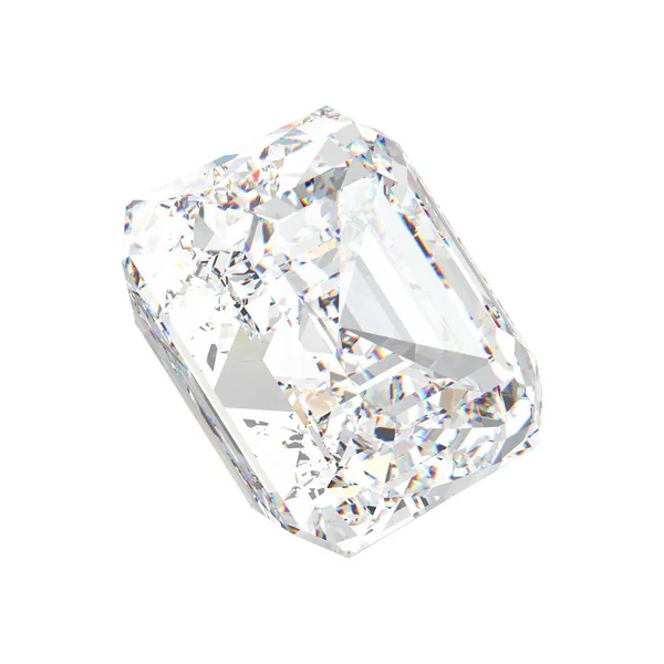 3D απεικόνιση απομονωμένη λευκό τετράγωνο διαμάντι πέτρα — Φωτογραφία Αρχείου