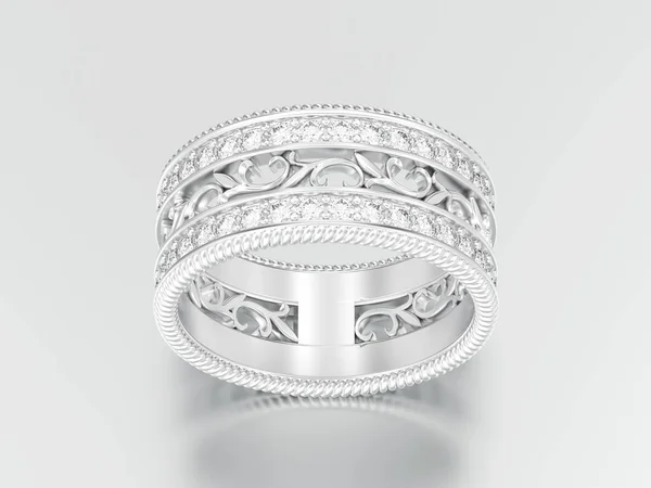 Rzeźbione 3D srebrny ilustracja ozdobny ornament pierścień — Zdjęcie stockowe