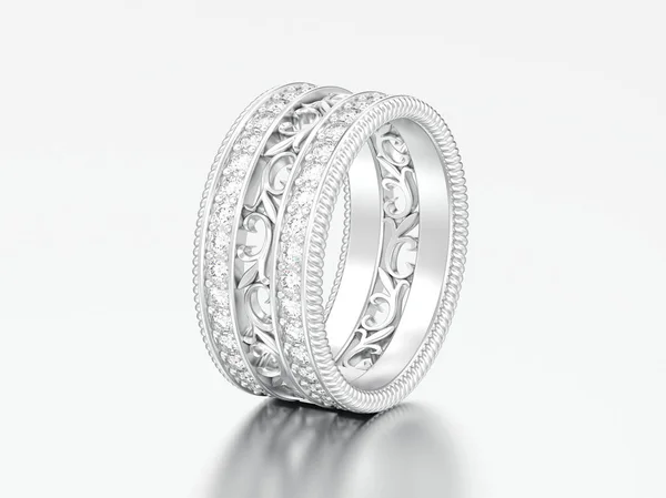 3D obrázek stříbrný dekorativní vytesal ornamentální prsten — Stock fotografie