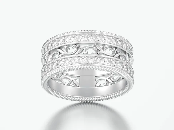 3D ilustração prata decorativa esculpida anel de ornamento — Fotografia de Stock