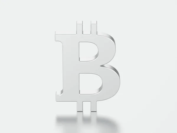 3D bitcoin ілюстрація срібло — стокове фото