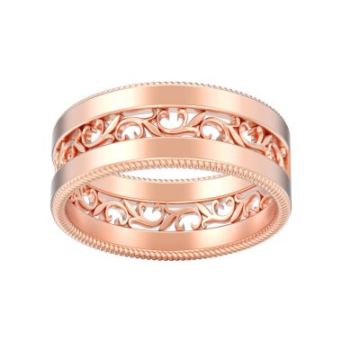 3D illüstrasyon izole gül altın dekoratif ornamen oyma