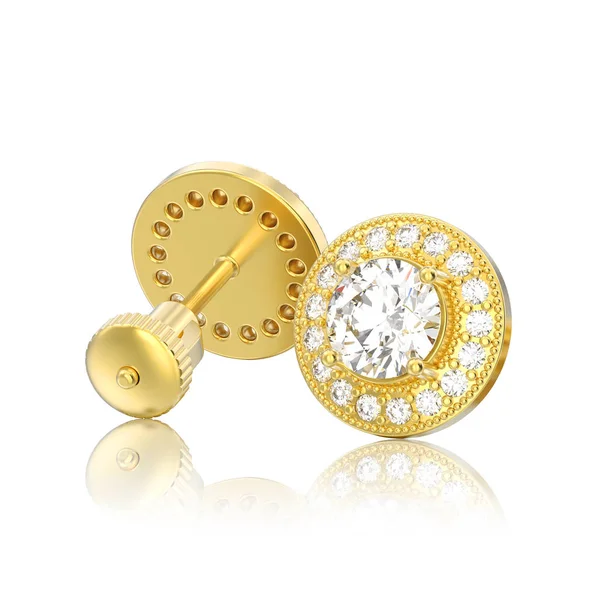 3D illustration isolerade olika Visa två guld diamanter earrin — Stockfoto