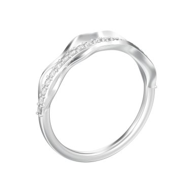 3D illüstrasyon izole gümüş dekoratif elmas yüzük