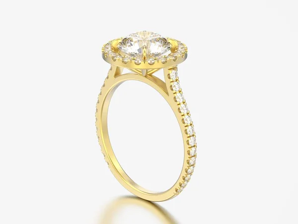 3D illustration yellow gold engagement wedding diamond ring — Stock Photo, Image