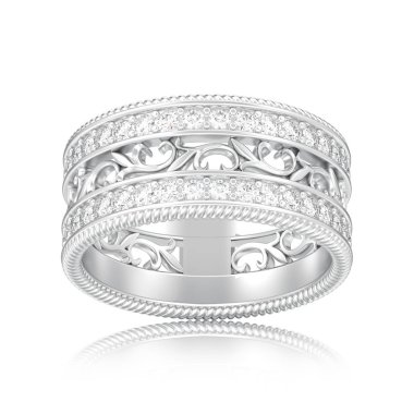 3D illüstrasyon izole gümüş Dekoratif süsleme r oyma