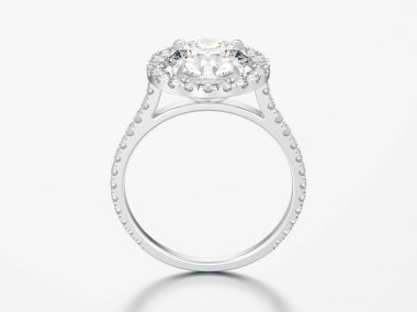 3D çizim gümüş nişan düğün elmas yüzük 