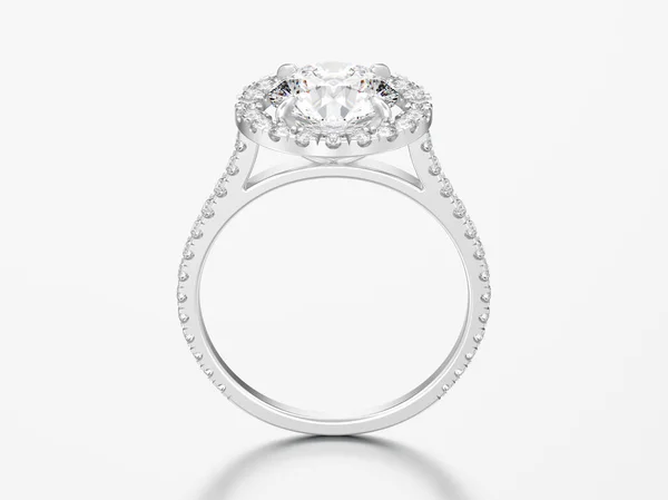 3D illustration silver engagement wedding diamond ring — Stock Photo, Image